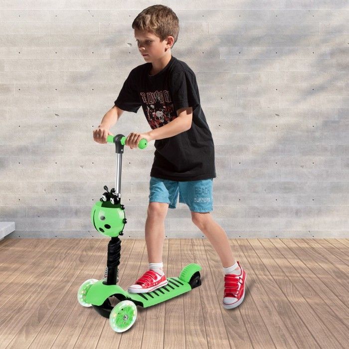 5-in-1 Children's Scooter - MIPAN - Adjustable - With 3 Stylish LED Wheels - Folding Scooter - Max: 50 kg - Green