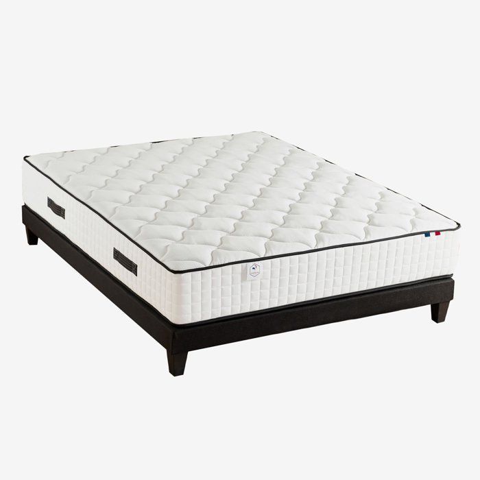 CONFORT DESIGN Hotel Grand Confort Mattress & Bed Base Set 140 x 190 cm - 30 cm Thick - Springs - 7 Zones - Made in France