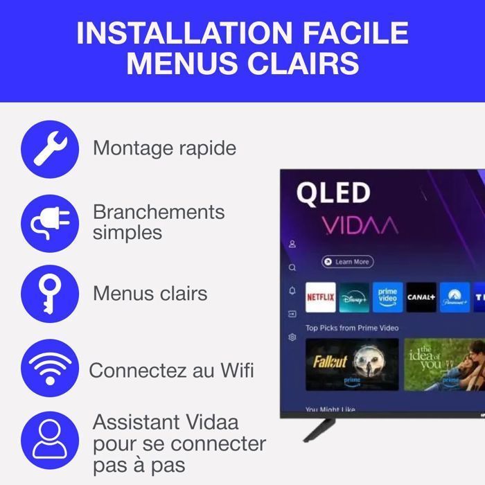 Televisor QLED - Continental Edison - CELED43SVQLD25B6 - 43'' (109 cm) - UHD 4K 3840x2160 - SMART VIDAA - 3xHDMI - 2xUSB