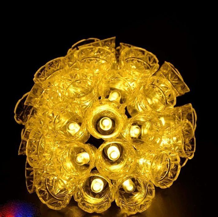 Guirnalda de luces solares para exteriores, 6,4 metros, 30 LED, luces navideñas, luz blanca cálida