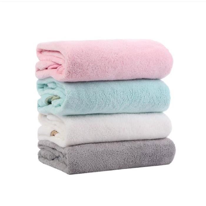 Toalla de baño para bebé - 90 x 90 cm - Forro polar coral - Azul.