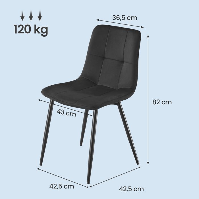 Set of 4 Dining Chairs, Velvet Upholstered Chairs, Adjustable Legs, for Kitchen, Living Room, Dining Room, Black