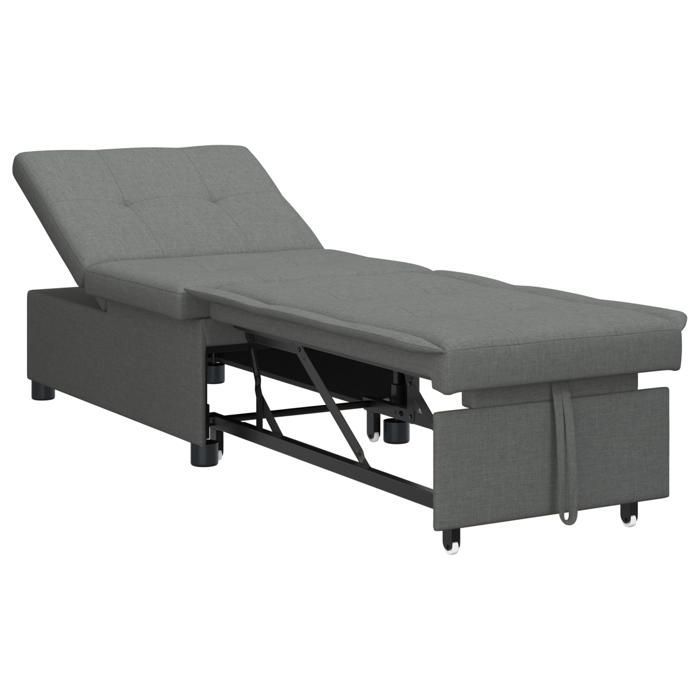 309685& Canapé-lit 3-en-1,Lit banquette,convertible - Style Néo, Tissu Gris Foncé
