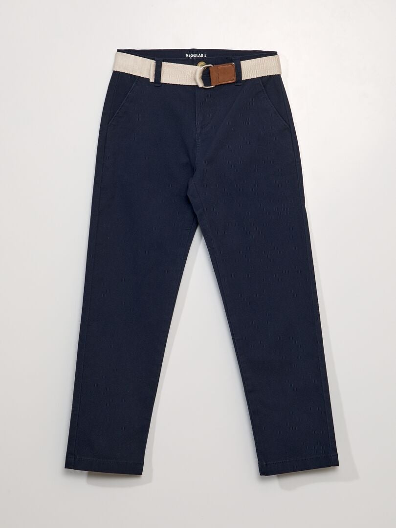 Calça chino de sarja + cinto - azul