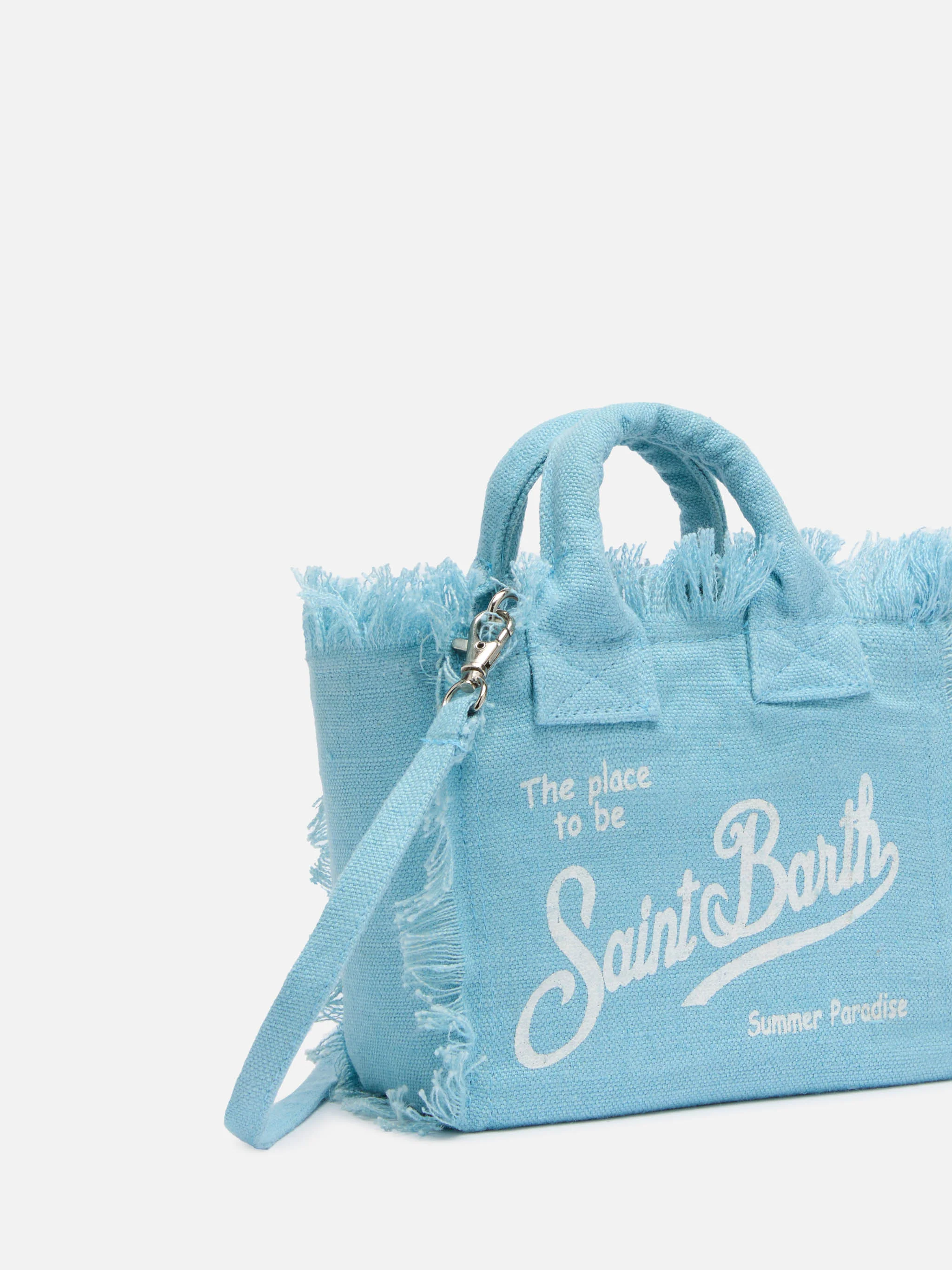 Mini neceser de lino azul claro