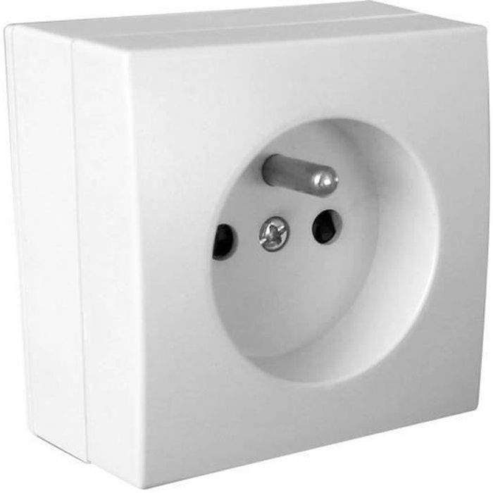 Enchufe Bel'Vue de superficie ZENITECH 2P+E de 16 A - Blanco