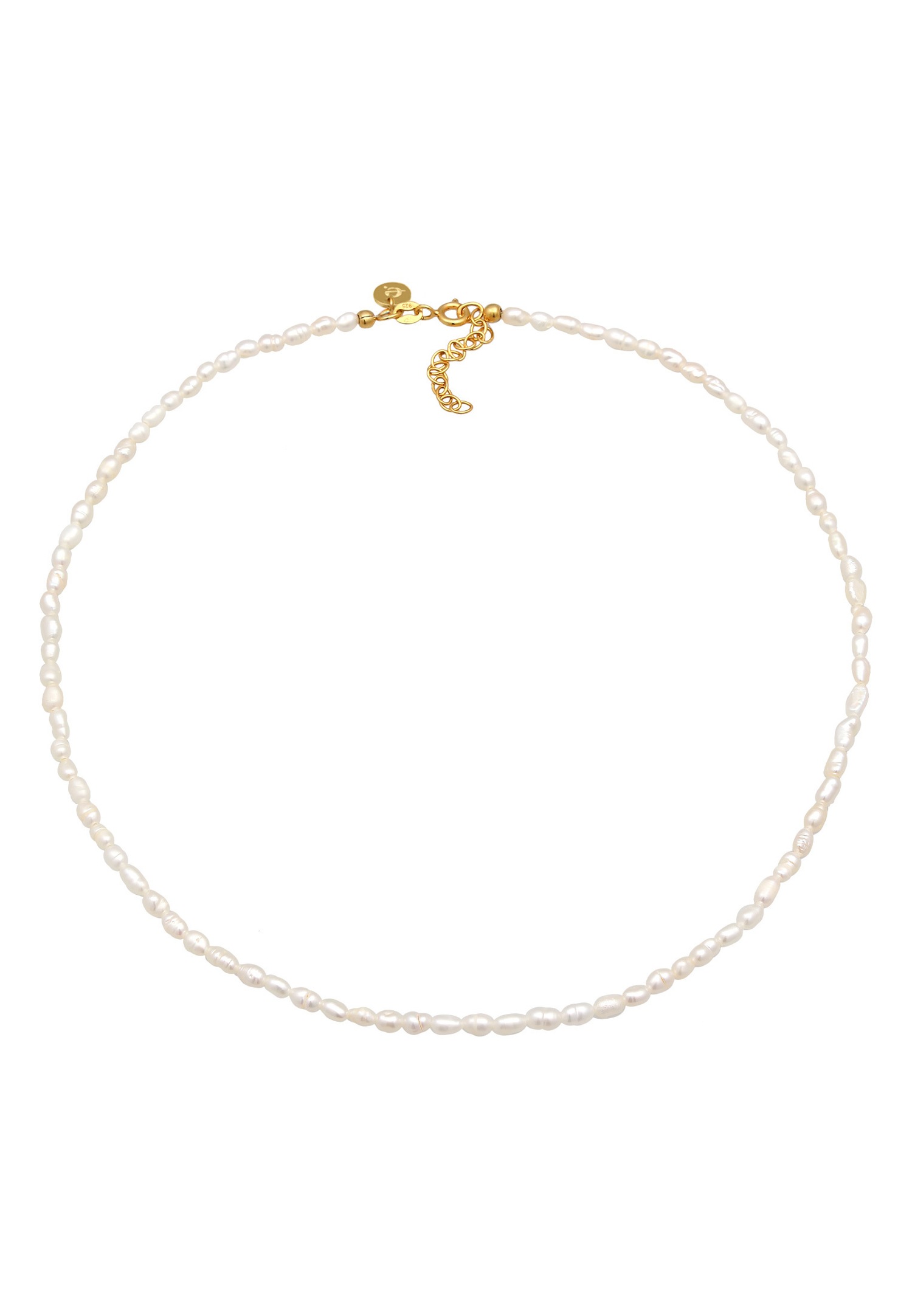 Elli PREMIUM Femmes Choker Classique Tendance avec Perles de Culture d'Eau Douce en Argent Sterling 925 Plaqué Or