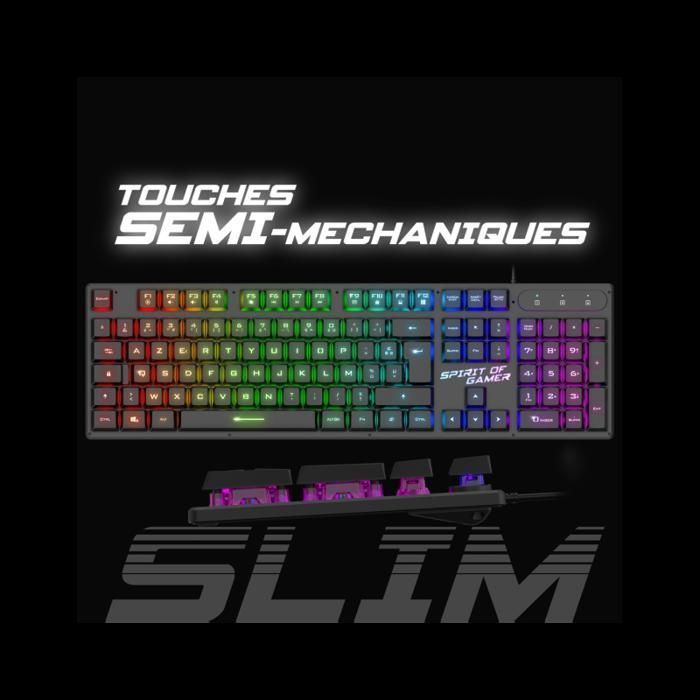 Clavier Gamer - SPIRIT OF GAMER - PRO K1 - Semi-Mécanique - Rétroéclairé - Azerty Français