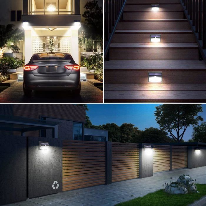 Lampe Solaire Extérieur Détecteur de Mouvement【Lot de 3 de 138LED】 Lumière étanche Sans Fil 3 Modes Spot LED éclairage extérieur