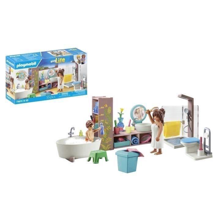 PLAYMOBIL 71611 Bathroom with shower and bathtub, My Life, Architect's House, 55 pieces, Ages 4+