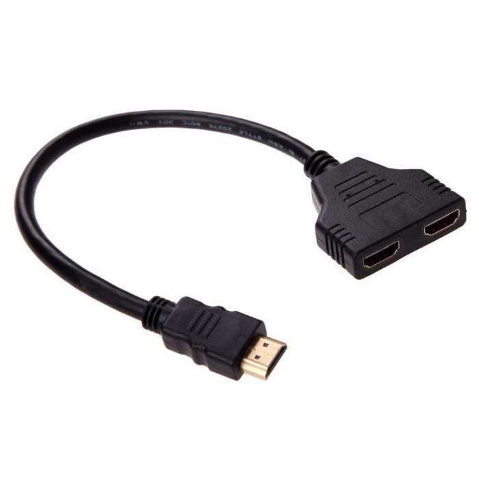 INECK® Prise HDMI 1 mâle vers Double HDMI 2 femelle Y adaptateur de câble de répartiteur LCD LED HD TV