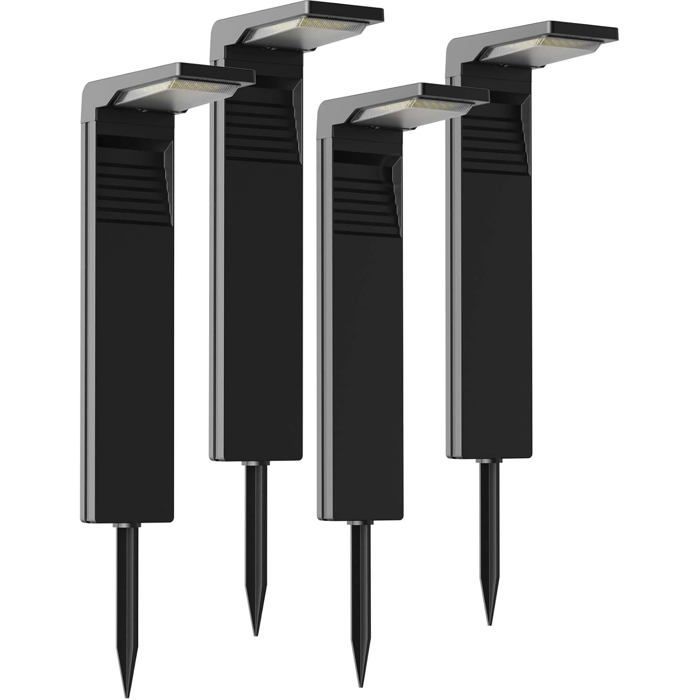 Luces solares para exteriores [4 unidades] 32 LED, focos solares con 2 modos de temperatura de color para jardín, patio y entrada de vehículos.