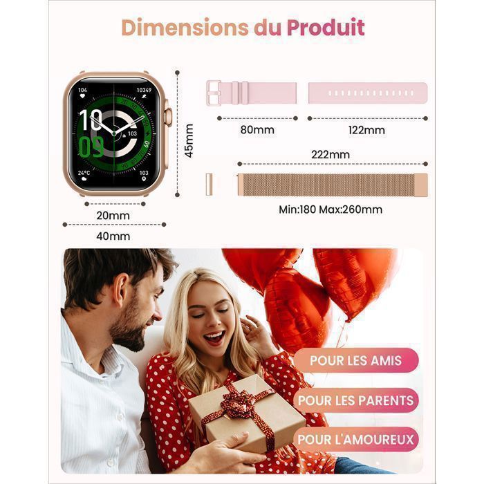 AIMIUVEI Montre Connectée Femme avec 1000mAh Batterie, 1.83