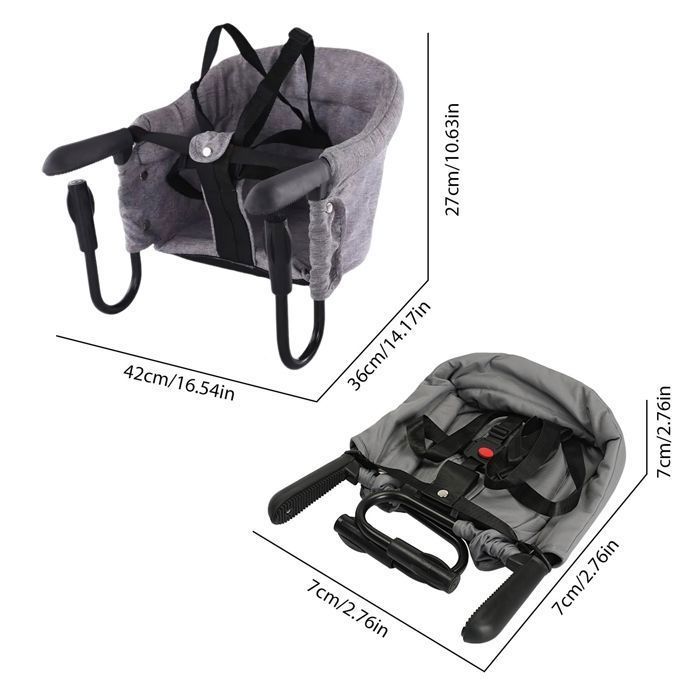 Cadeira dobrável para mesa de bebê com presilhas antiderrapantes e bolso para o assento, adequada para mesa de jantar, camping, 6-36 meses
