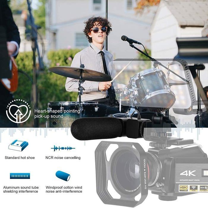 Videocamera 4K - ZIG-ZAG TERRITORIES - ORDRO - Visione notturna a infrarossi - Touchscreen da 3,1