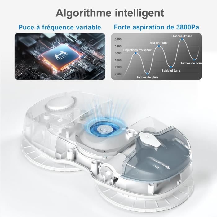 Robot lavavetri - HUTT - C65 - Aspirazione 3800 Pa - Serbatoio acqua 80 ml - Telecomando