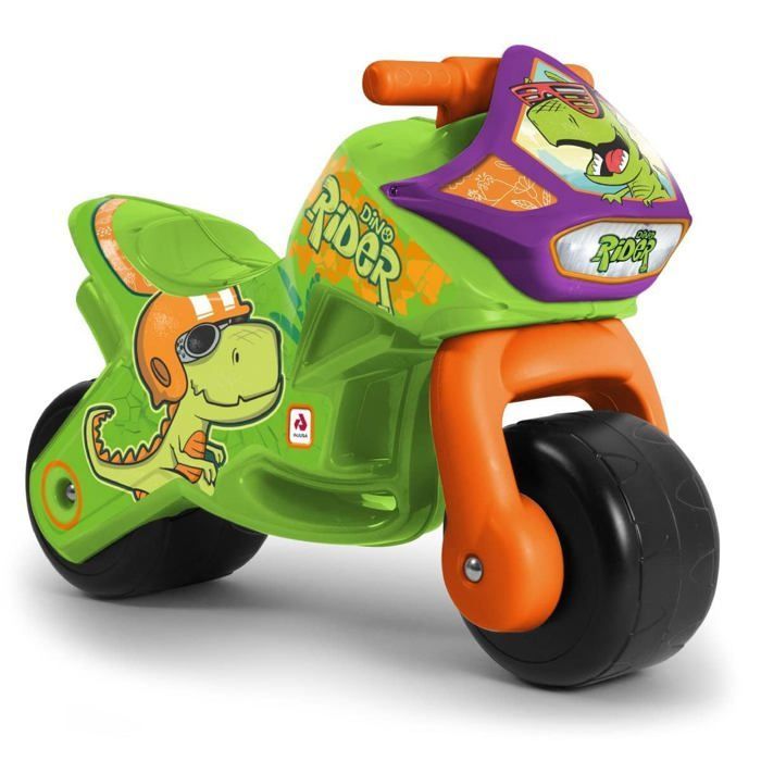 Children's Ride-On Motorcycle - INJUSA - 18 months to 3 years - Dino - Wide Wheels - Easy Transport - 66x22x44.5 cm - 2.5 kg - Green