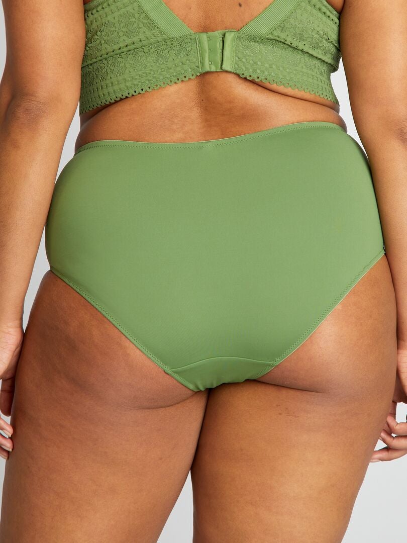 Braguitas de talle alto de microfibra y encaje - VERDE