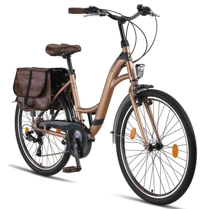 Un vélo de ville pour femme de 26-28 pouces avec cadre en aluminium [26 pouces, Or]