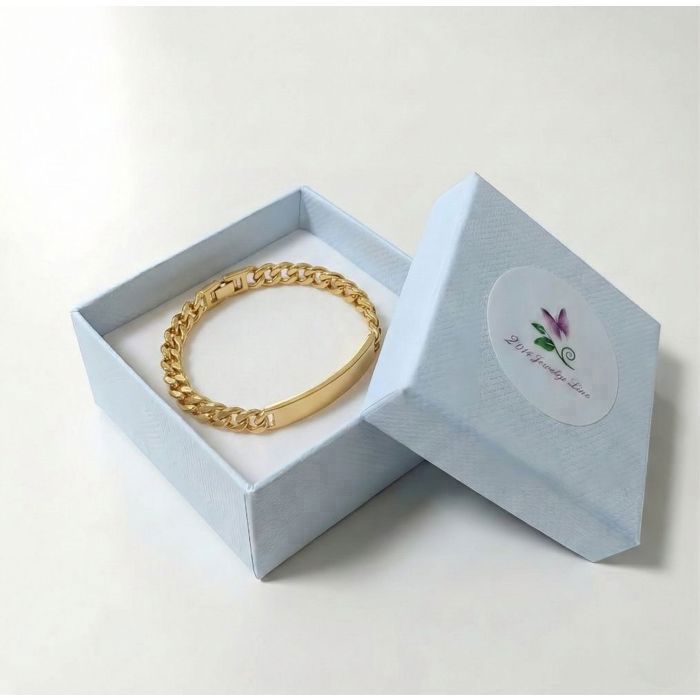 Pulsera - Cadena tipo curb - Identity - Malla americana - Chapada en oro amarillo de 18k - 19,5 cm x 5 mm - Unisex