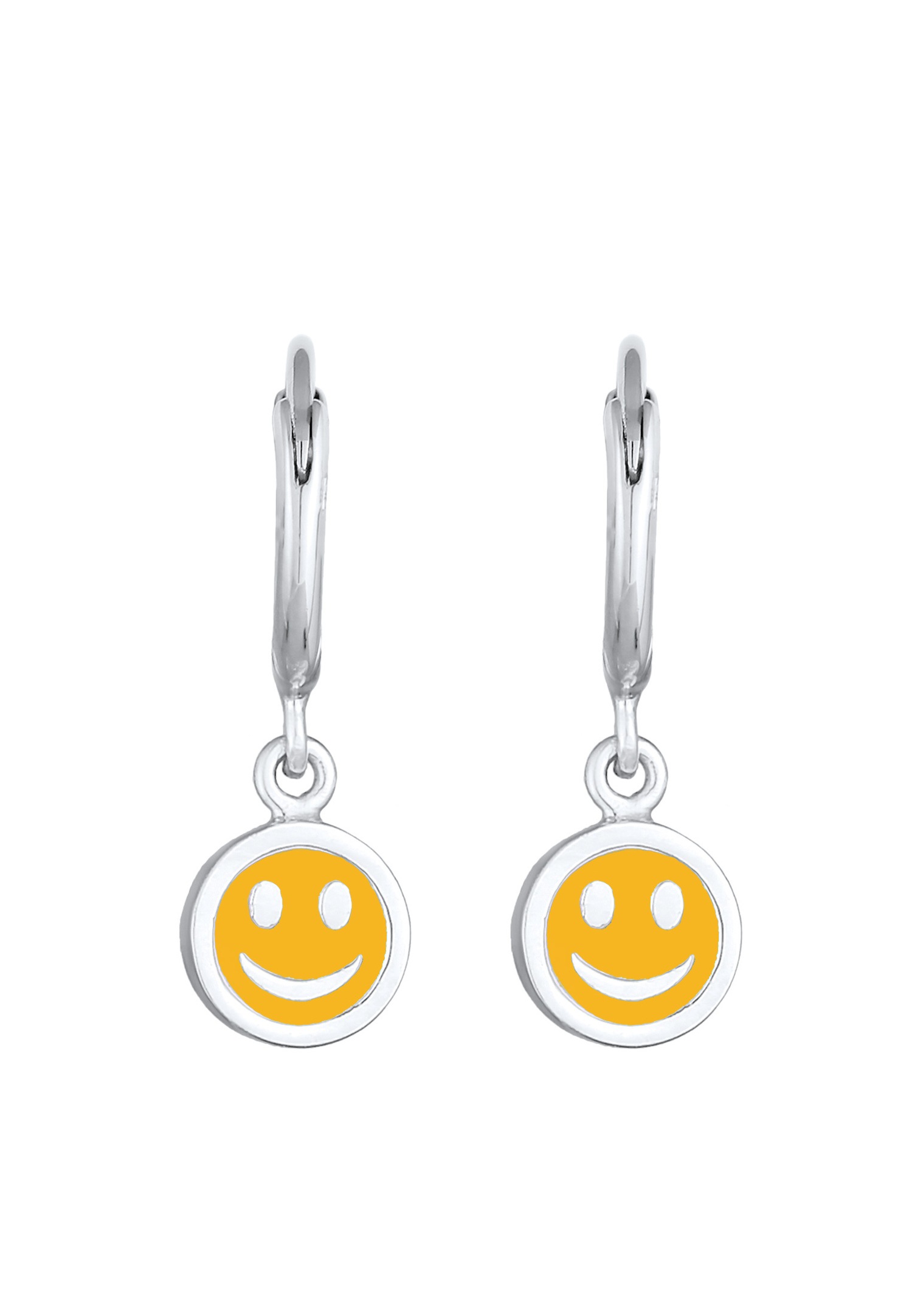 Elli Enfants créoles pendentif avec Smiling face avec émail bleu en argent sterling 925