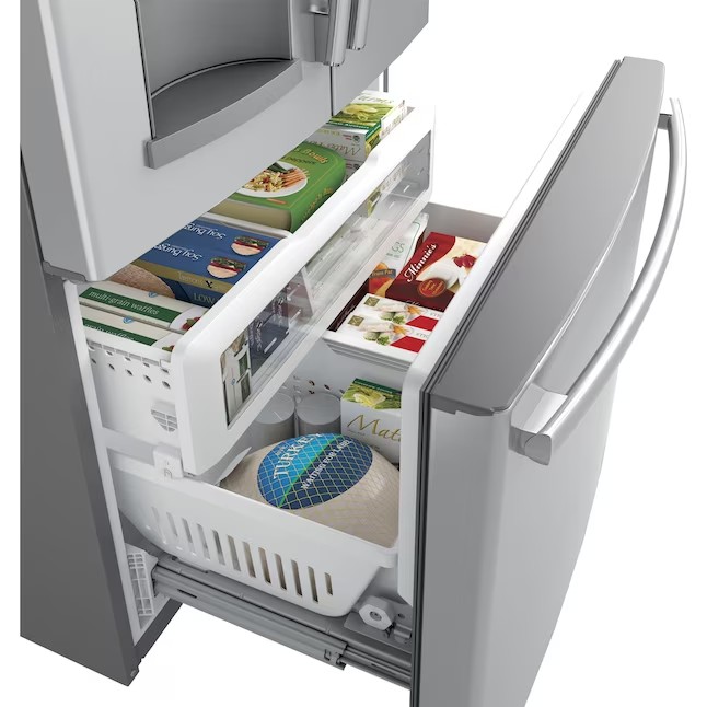 GE French-Door-Kühlschrank mit 785 Litern Nutzinhalt und Eiswürfelbereiter (Edelstahl, fingerabdruckresistent) ENERGY STAR®