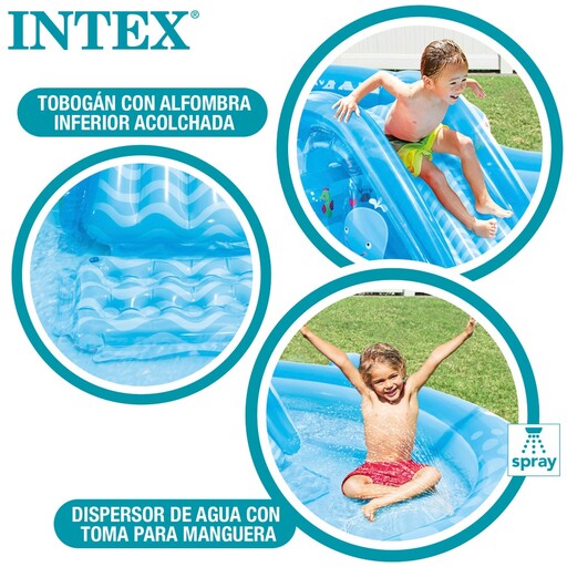  Centro De Juego Ballena Con Tobogán Pulverizador De Agua Intex