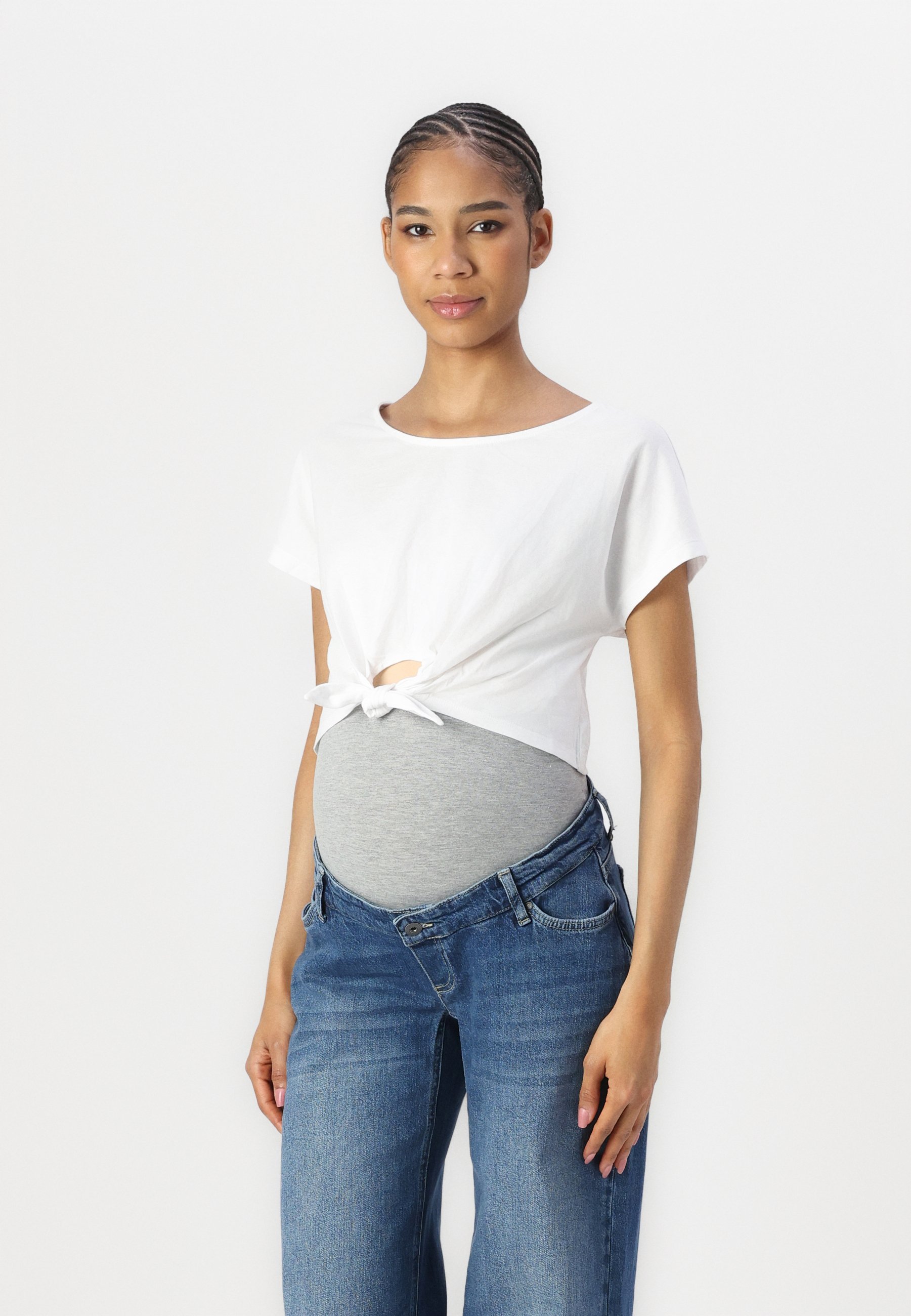 Even&Odd zwangerschapsset van 2 stuks - basic T-shirt - wit/roze