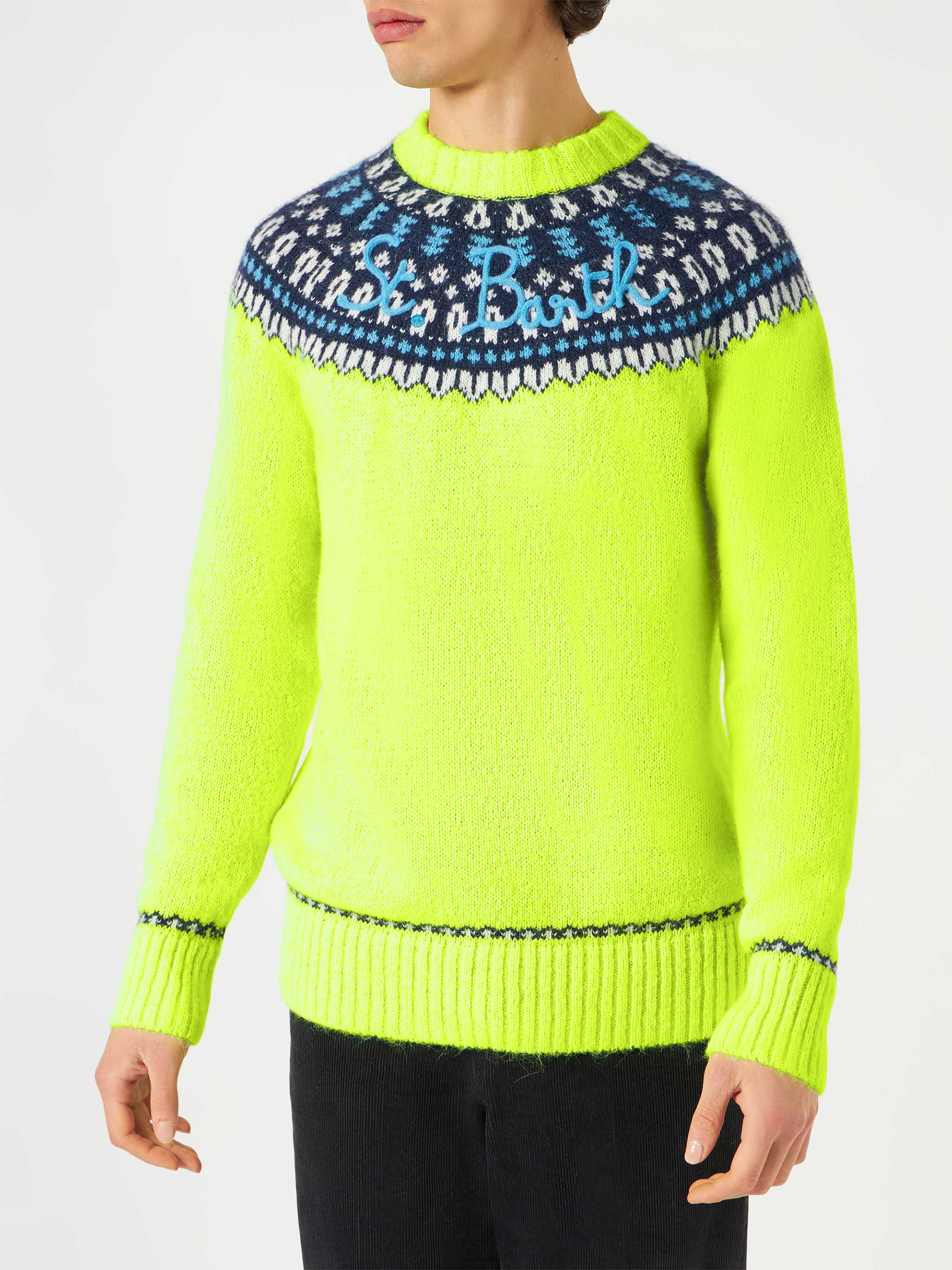 Jersey de hombre cepillado con jacquard islandés
