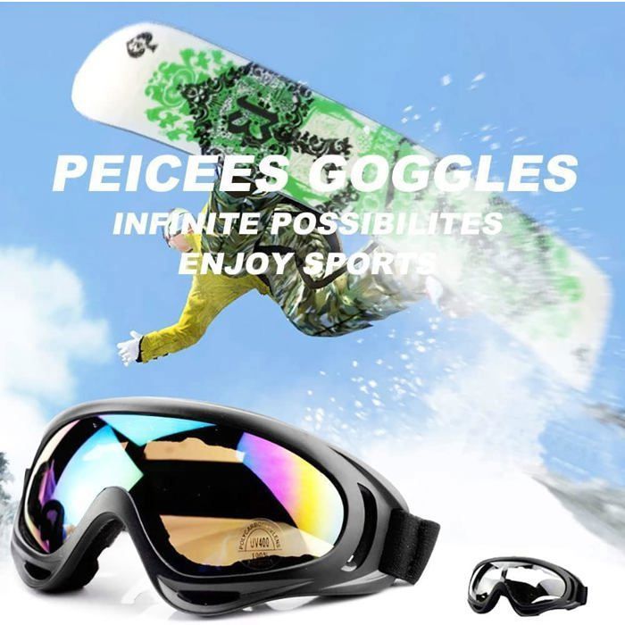 Ski Goggles - 1 Piece - TPU - Anti-Fog and UV - For Motorcycle and Snowboard Helmets - Unisex
