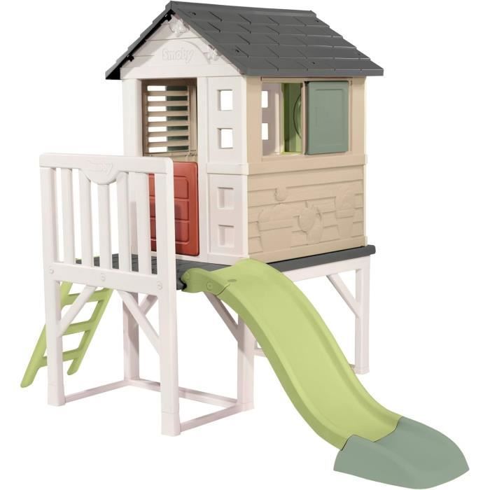 Smoby Life - Casetta su palafitte con scivolo - Nuovo colore - Piattaforma da 70 cm - Resistente ai raggi UV - Prodotta in Francia