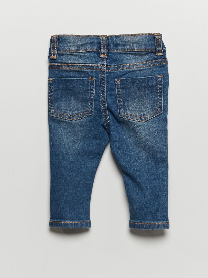 Calça jeans slim fit com elastano e cintura ajustável - AZUL