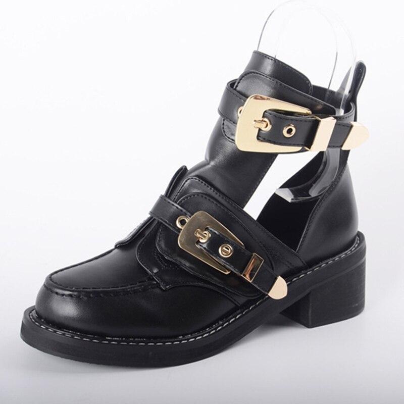 Stivali da moto da donna Primavera Nuovi sandali Stivali per bambini Autunno Corti Cavi Spessi Con Martin Con sottili Stivali da donna NO200