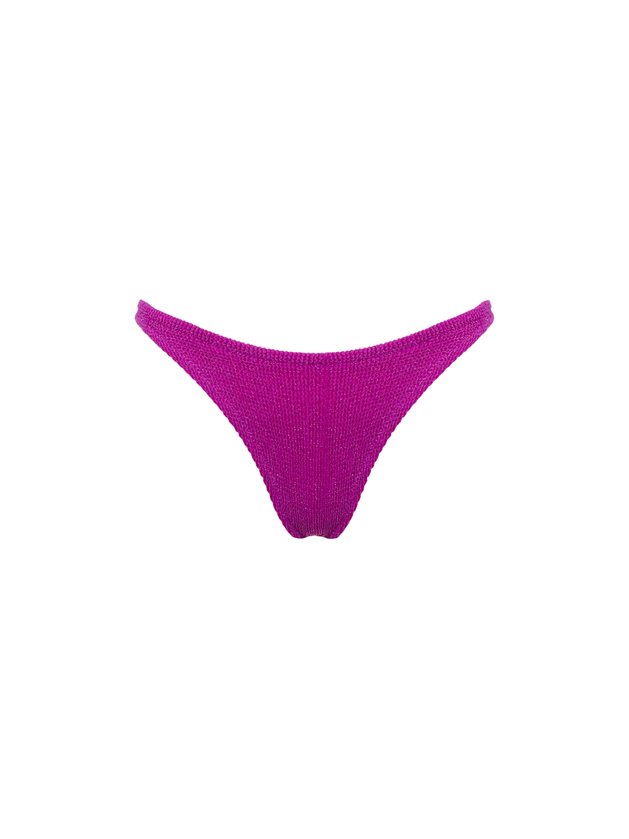Naomi dameszwembroekje van fuchsia lurex met een speelse, gekreukte look.