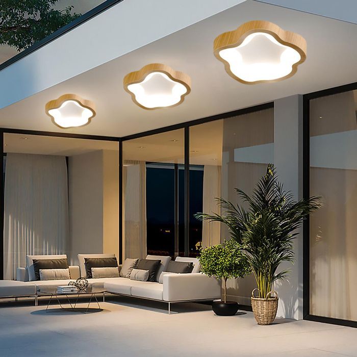Lámpara de techo LED moderna WOTTES Natural - Lámpara de techo con forma de flor de luz blanca fría de 14 W para pasillo, baño, 2 unidades de diámetro