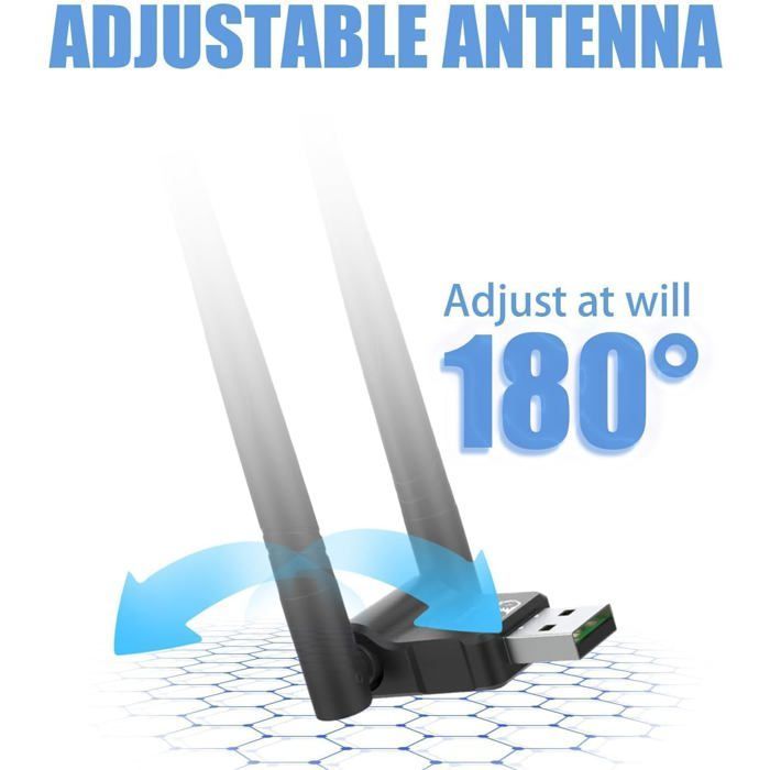 Adaptador WiFi USB de doble banda de 1 Gbps (2,4/5 GHz), adaptador USB 3.0 con 2 antenas de largo alcance para PC con Windows.