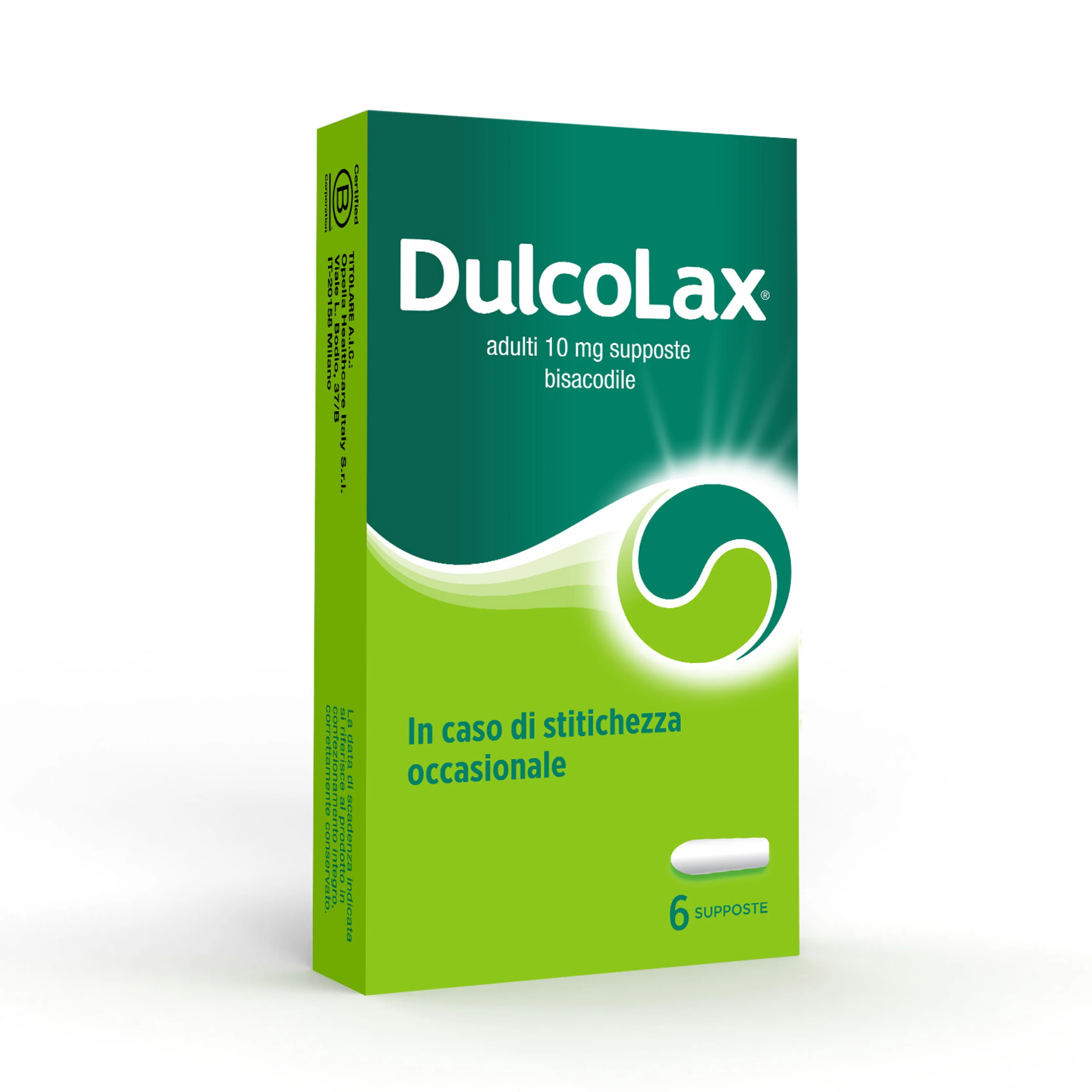 Supositórios DULCO Dulcolax para adultos 10 mg, 6 supositórios laxantes.