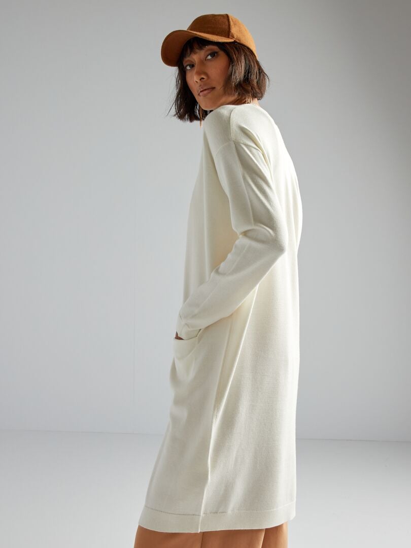 Lange cardigan met knoopjes - WIT