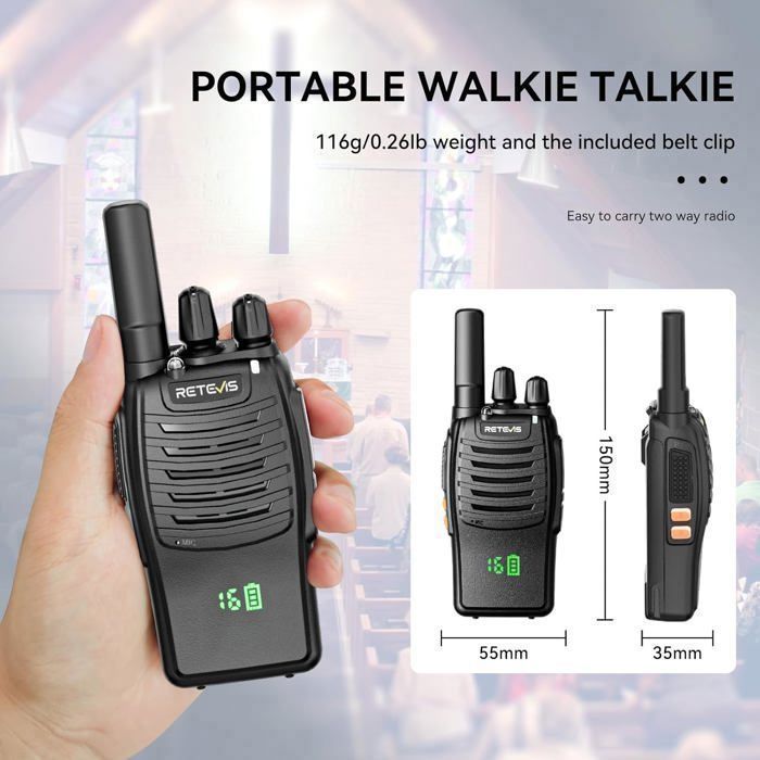 Retevis H777H Professional Walkie Talkie, with Display, Type C Charging and USB Charger, Long Range PMR446, VOX, Alarm (3 Pcs)
