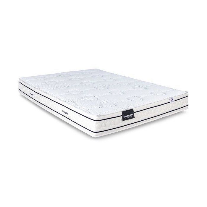 Ensemble matelas sommier  160x200 marque DUNLOPILLO Hauteur 21 cm- Latex -Aération -7 zones- Soutien Équilibré - Fabriqué en France