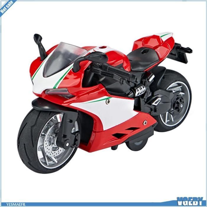 Modelo de motocicleta de juguete Ashata, escala 1:14, motocicleta de juguete de aleación de plástico con mecanismo de retroceso, sonido y juegos de actividades, color rojo.