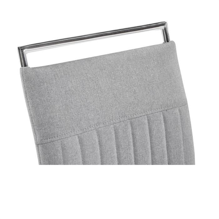 Lot de 4 chaises de salle à manger ou cuisine ERICA avec assise rembourrée poignée et piètement chromé, revêtement tissu gris clair
