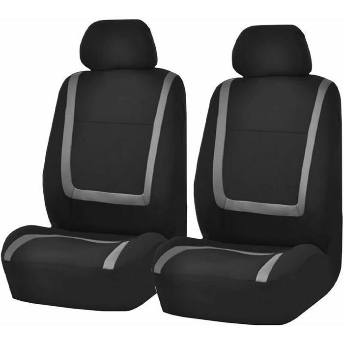 Fundas universales para asientos de coche - MICH - Juego completo - 2 fundas para asientos delanteros - 2 fundas para reposacabezas - Gris