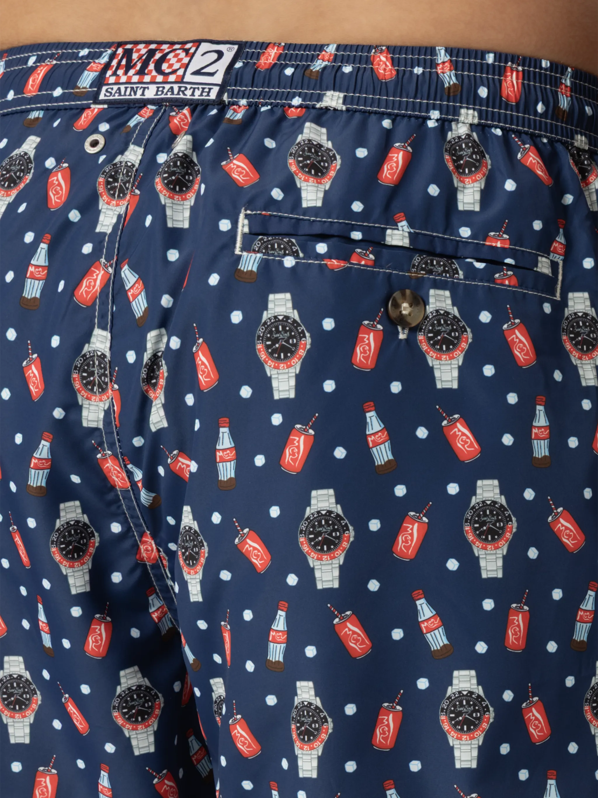 Zwemkleding met verlichtingseffect in lichtgewicht stof met klokprint.