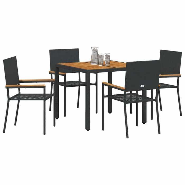 STAR SALE® Gartenmöbel-Set (5-teilig) – UV-beständig – Schwarzes Polyrattan 90 x 90 x 75 cm T82