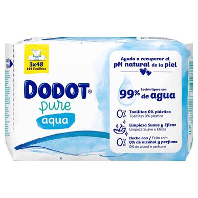 Dodot Baby Aqua Pure 0 % plastkluter, pakke, 3 x 48 enheter.