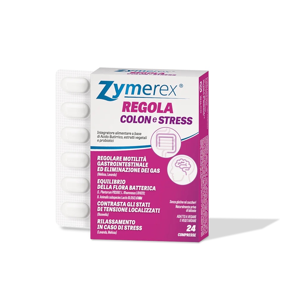 ZYMEREX Zymerex régule le côlon et le stress 24 comprimés Équilibre la flore intestinale