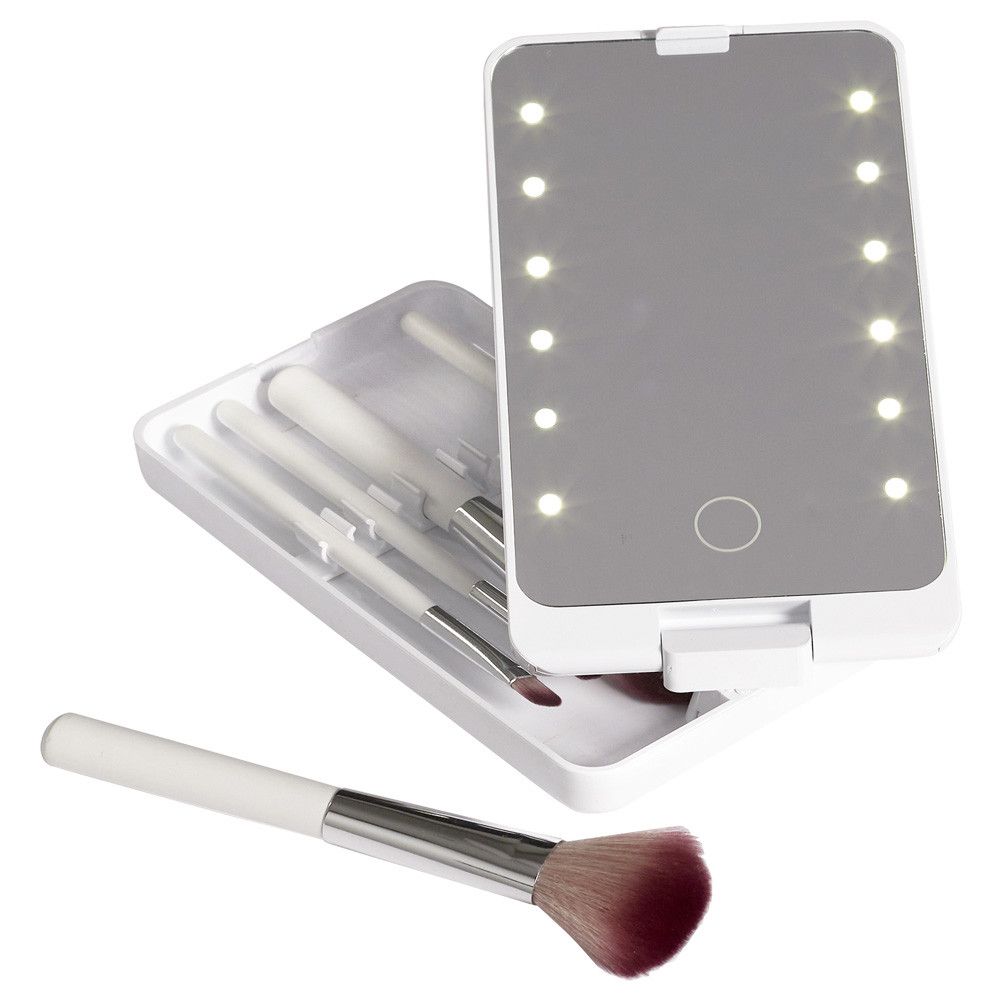 LED zrkadlo so štetcami Sady štetcov na make-up