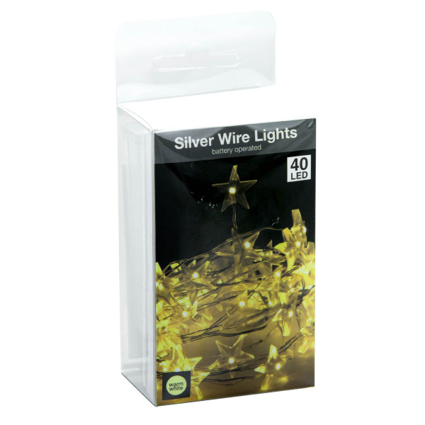 Lampki Gwiazdki 40 Led Ciepłe Białe