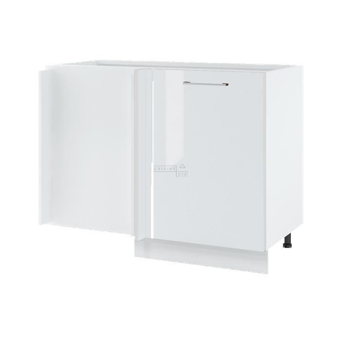 Meuble d'angle bas Bellissi Blanc Brillant 1 porte L 110 cm - Cuisineandcie
